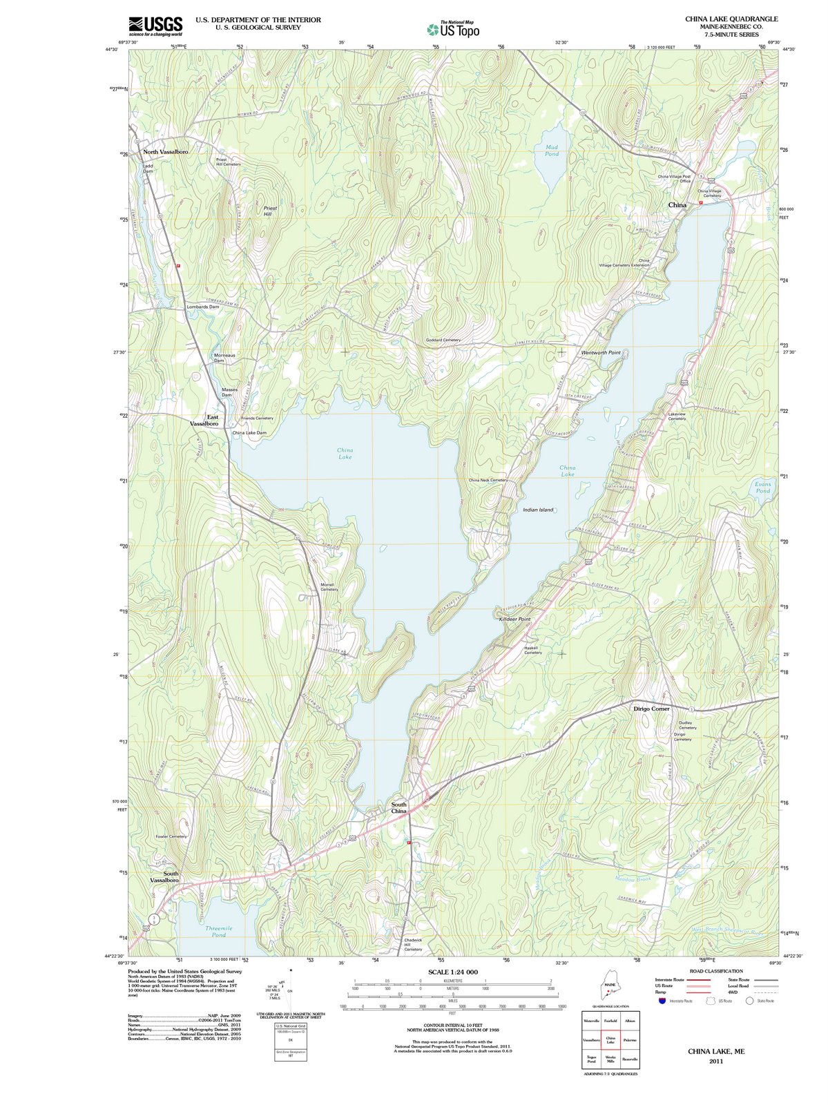 2011 China Lake, ME - Maine - USGS Topographic Map