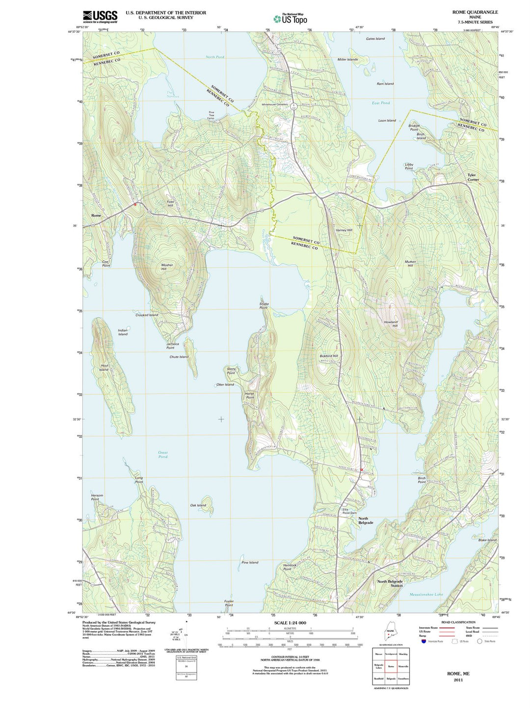 2011 Rome, ME - Maine - USGS Topographic Map