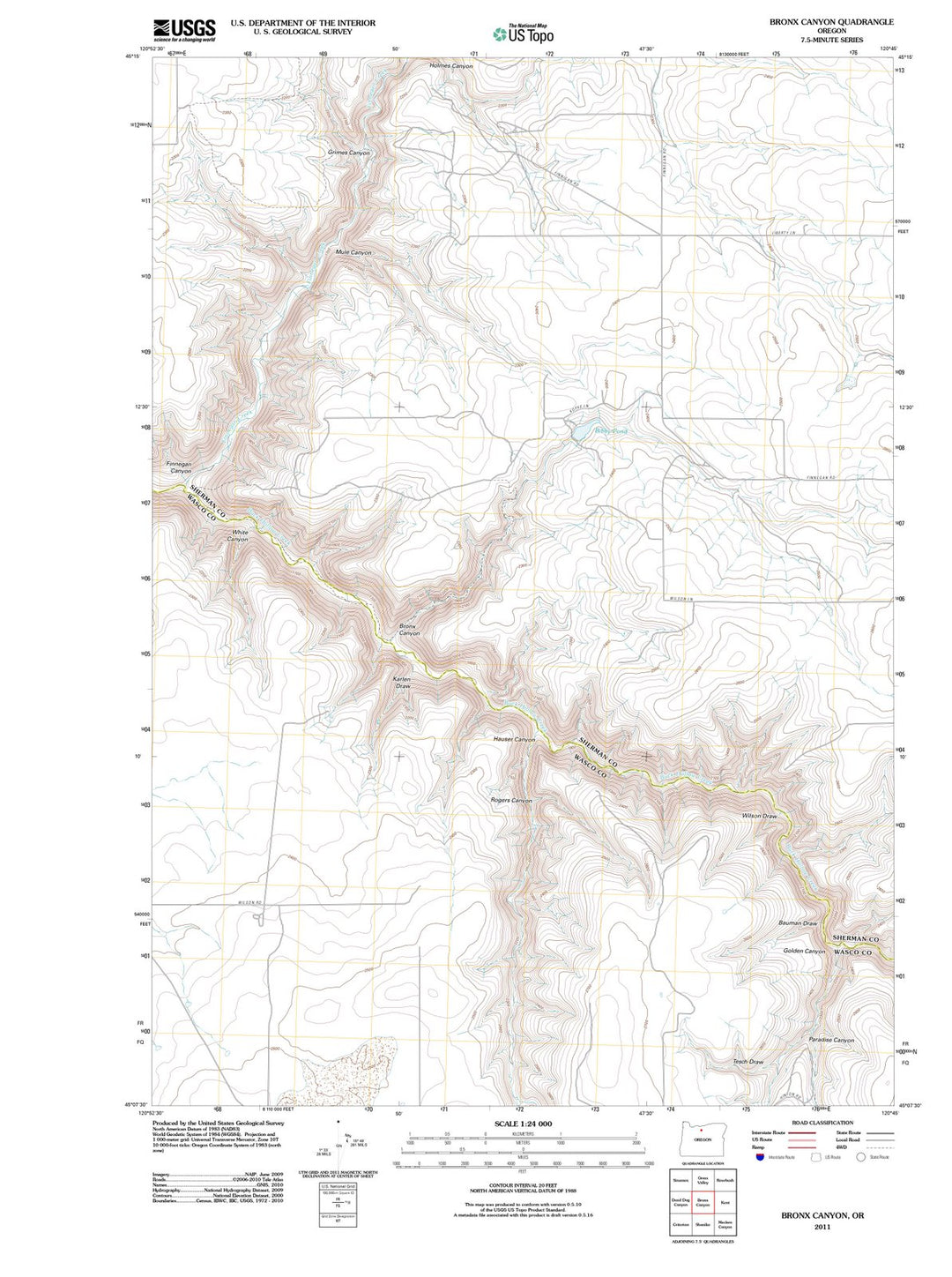 2011 Bronx Canyon, OR - Oregon - USGS Topographic Map