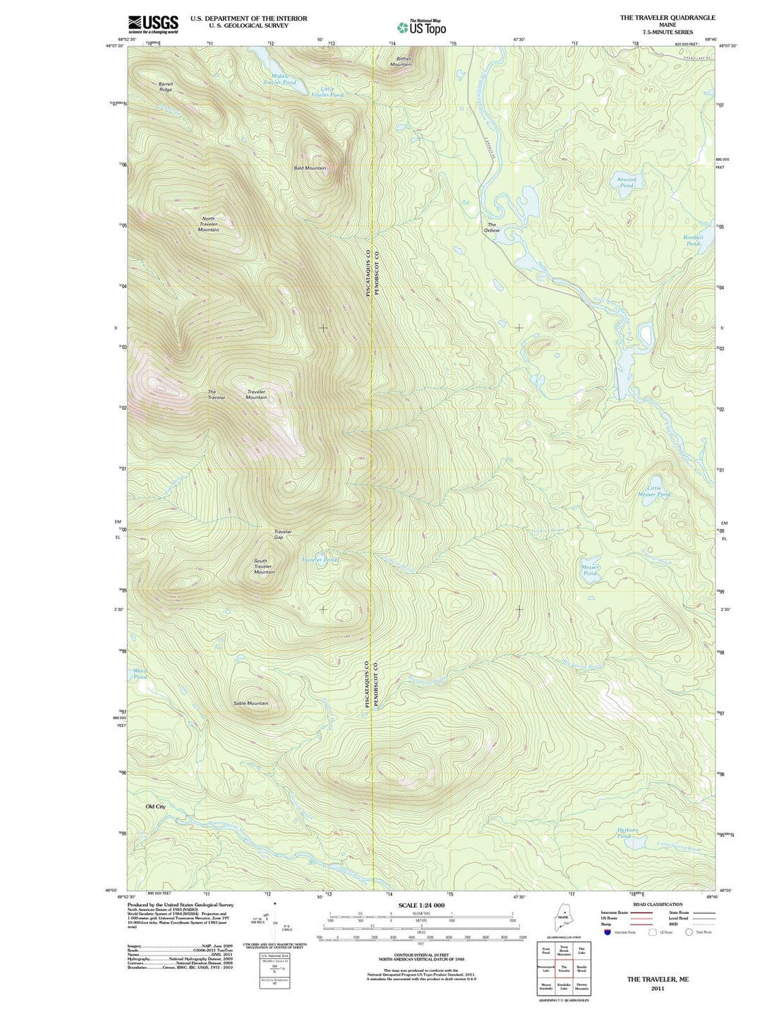 2011 The Traveler, ME - Maine - USGS Topographic Map