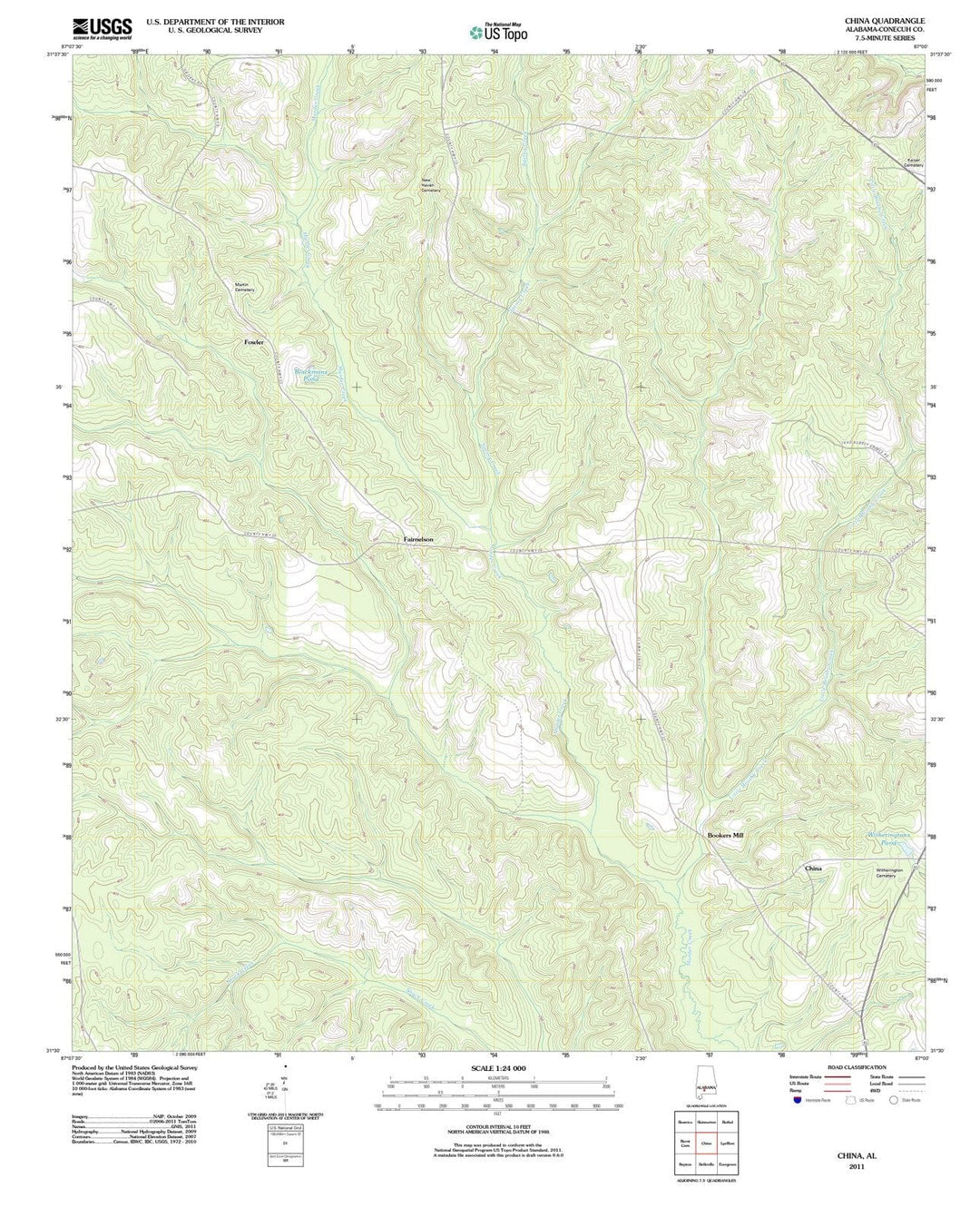 2011 China, AL - Alabama - USGS Topographic Map