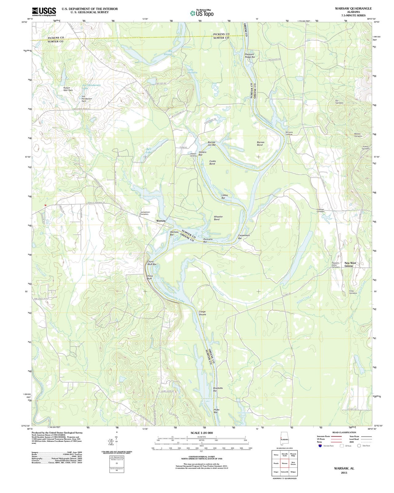 2011 Warsaw, AL - Alabama - USGS Topographic Map