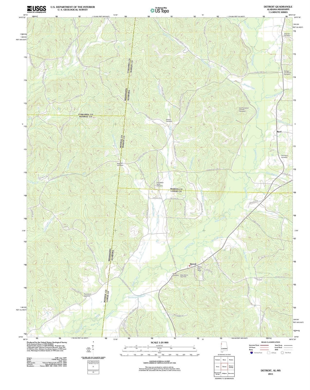 2011 Detroit, AL - Alabama - USGS Topographic Map