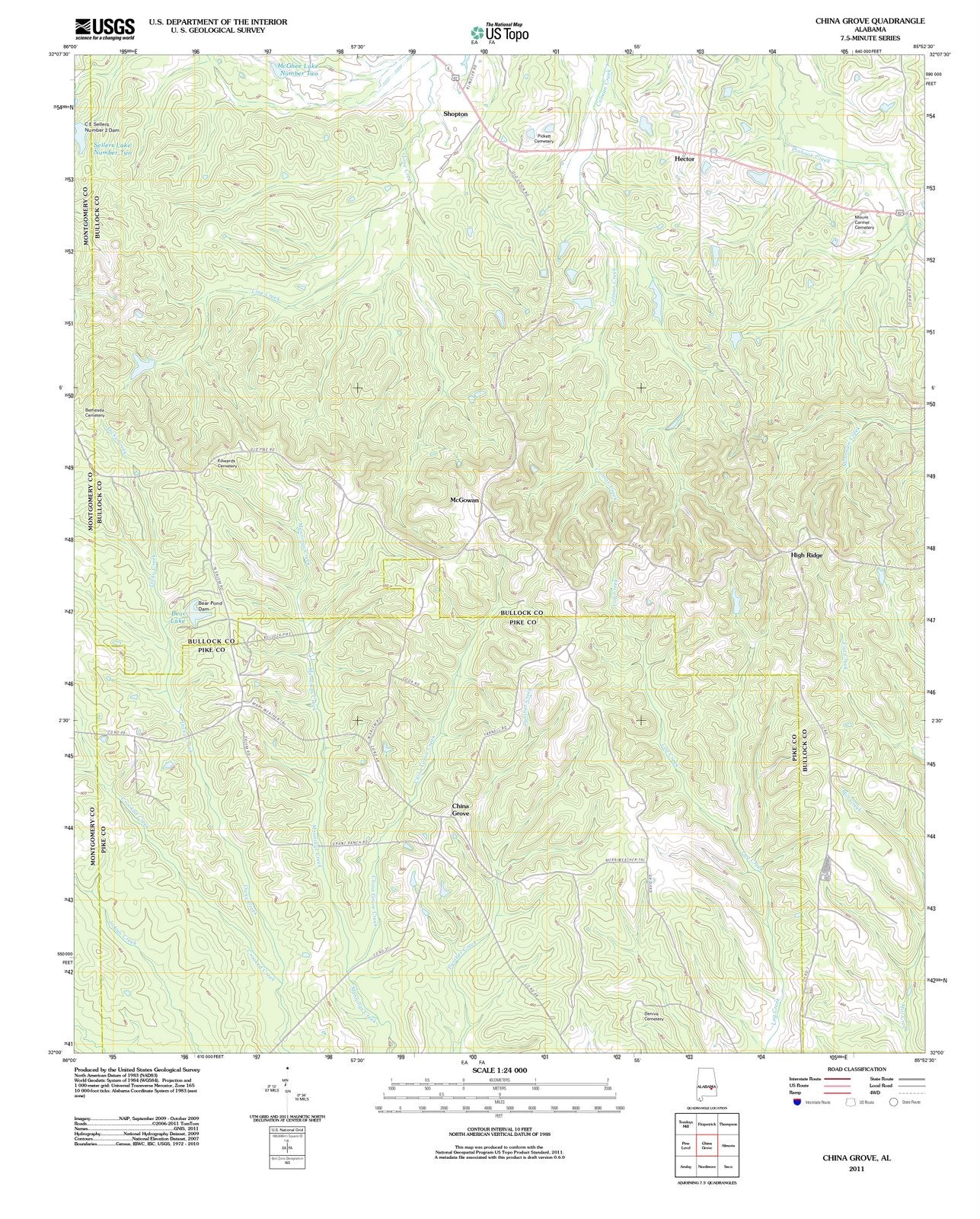 2011 China Grove, AL - Alabama - USGS Topographic Map