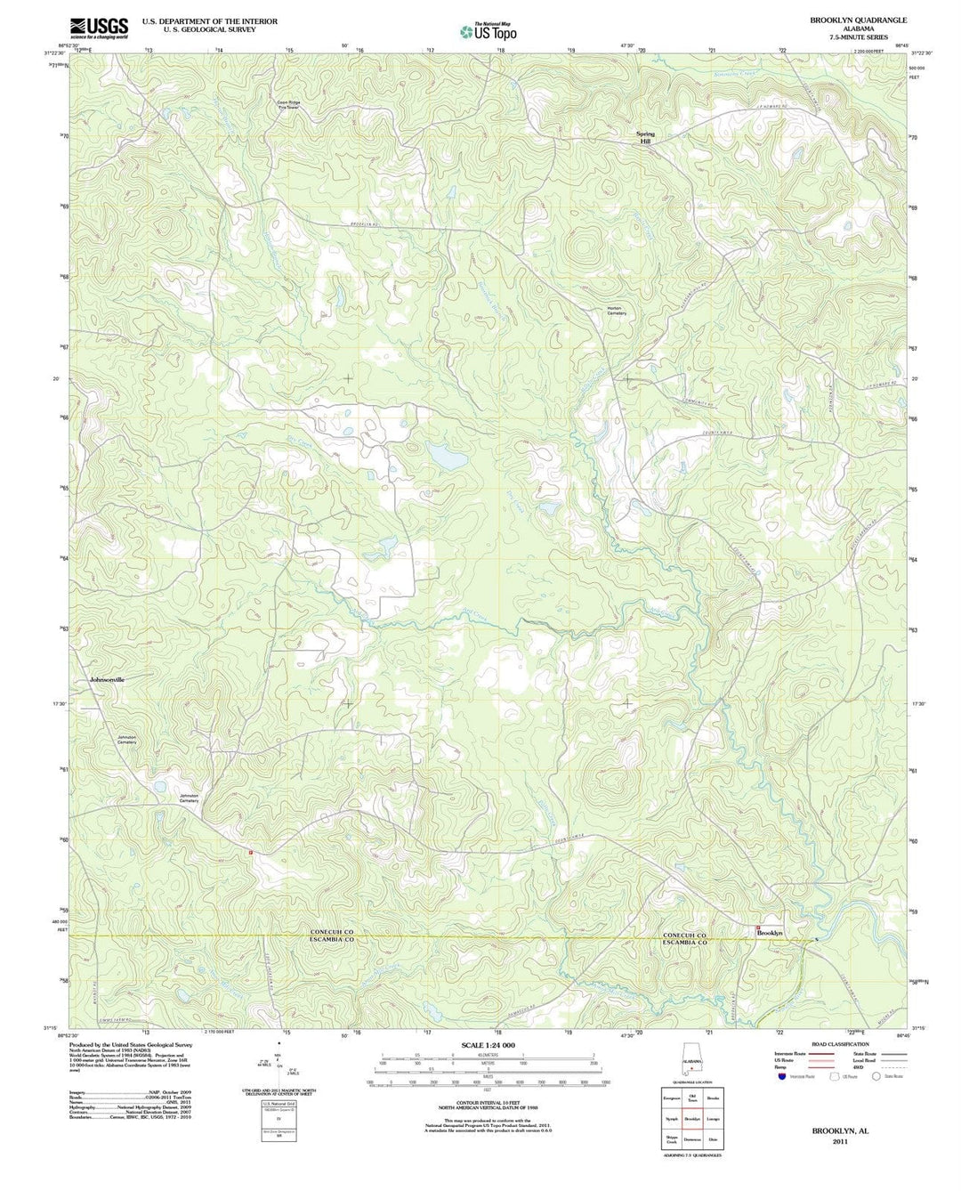 2011 Brooklyn, AL - Alabama - USGS Topographic Map