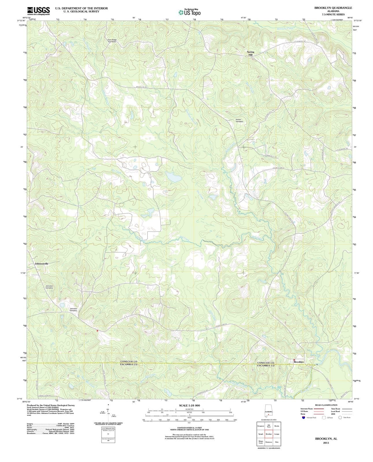 2011 Brooklyn, AL - Alabama - USGS Topographic Map