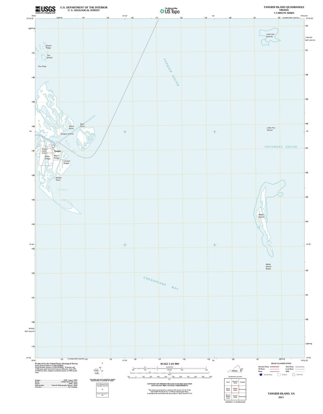 2011 Tangier Island, VA - Virginia - USGS Topographic Map