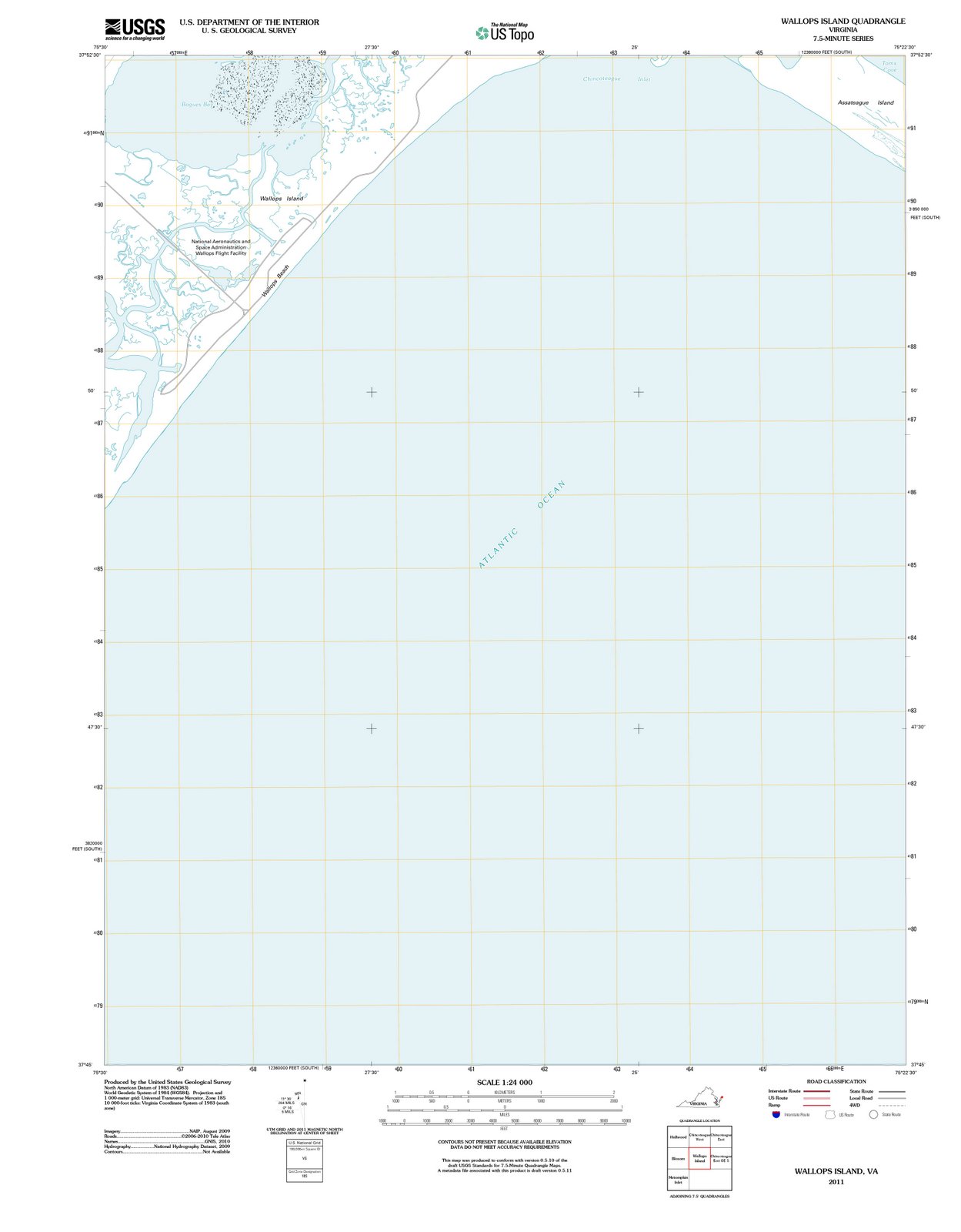 2011 Wallops Island, VA - Virginia - USGS Topographic Map