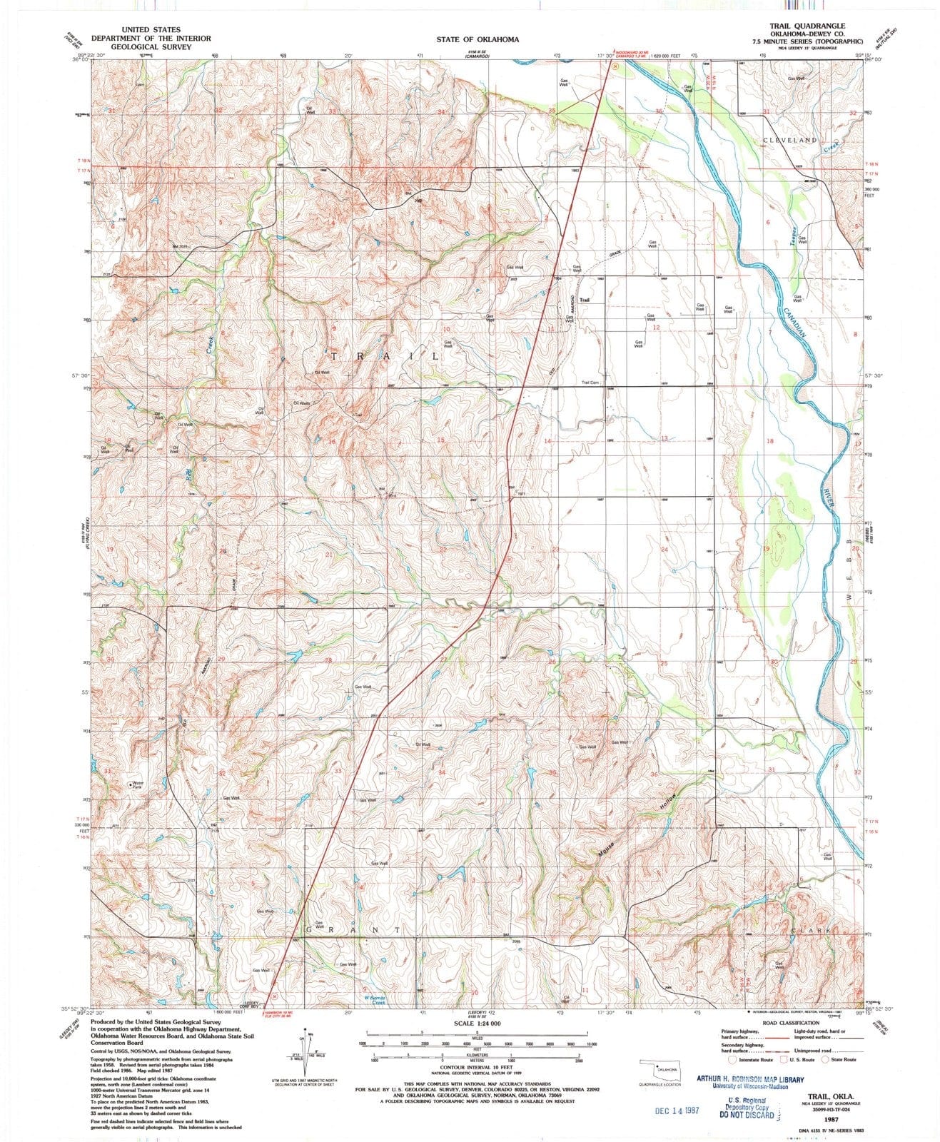 1987 Trail, OK - Oklahoma - USGS Topographic Map