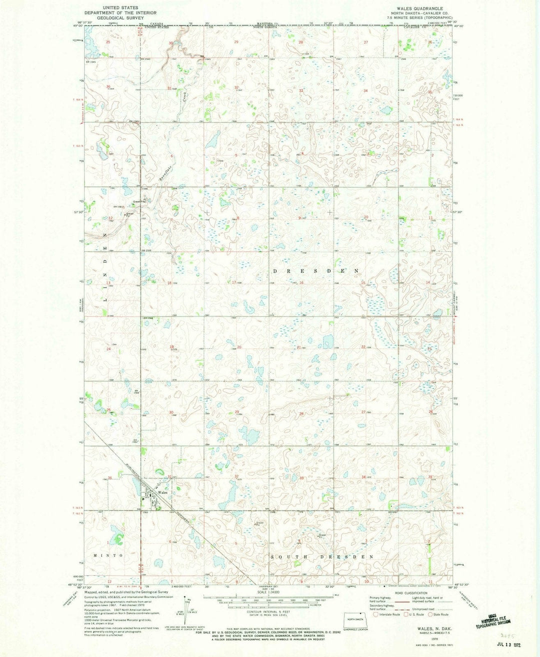 1970 Wales, ND - North Dakota - USGS Topographic Map