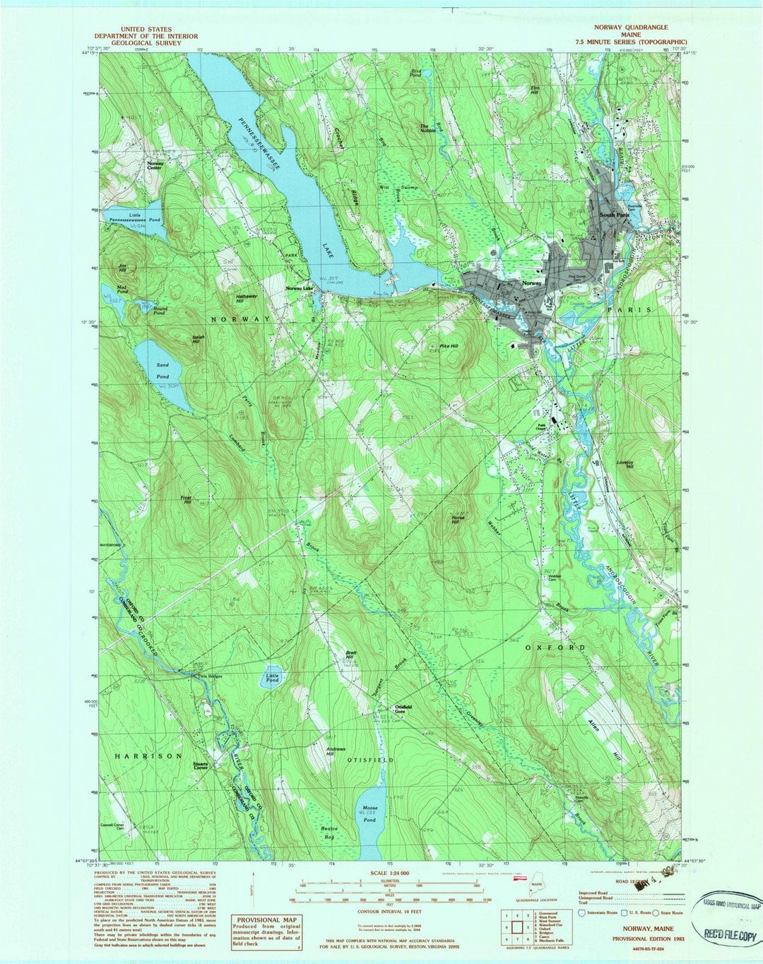 1983 Norway, ME - Maine - USGS Topographic Map