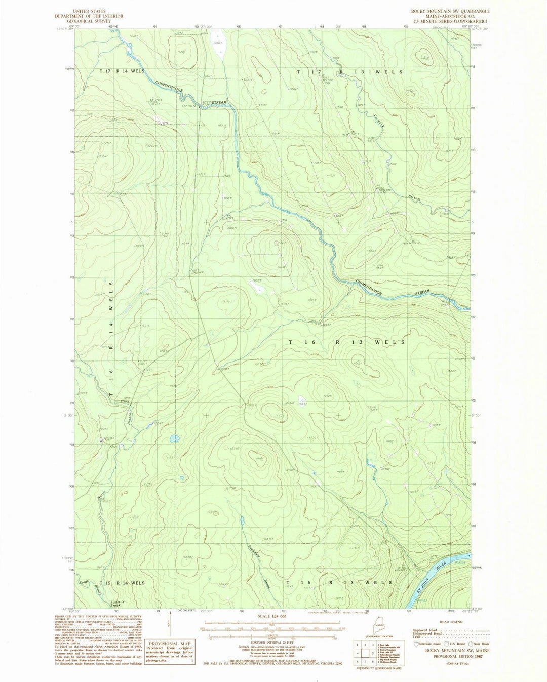 1987 Rocky Mountain, ME - Maine - USGS Topographic Map