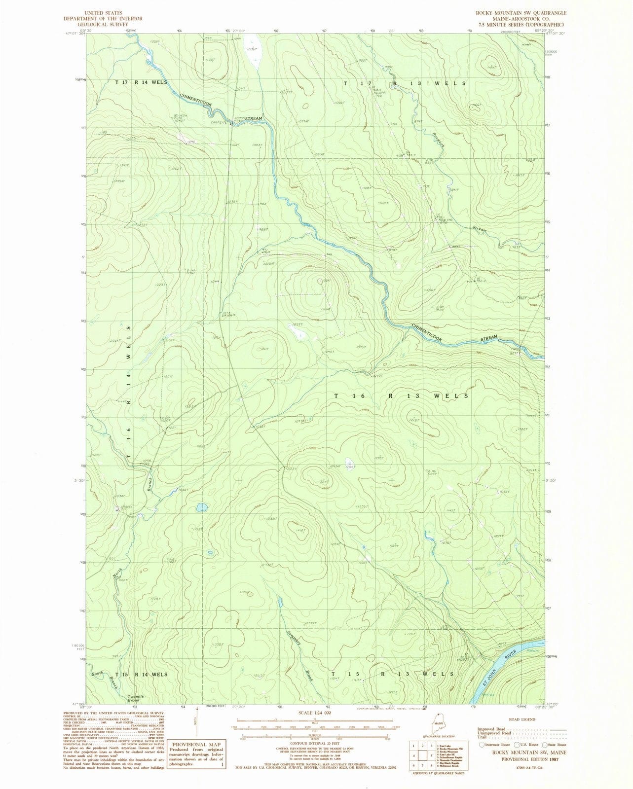 1987 Rocky Mountain, ME - Maine - USGS Topographic Map