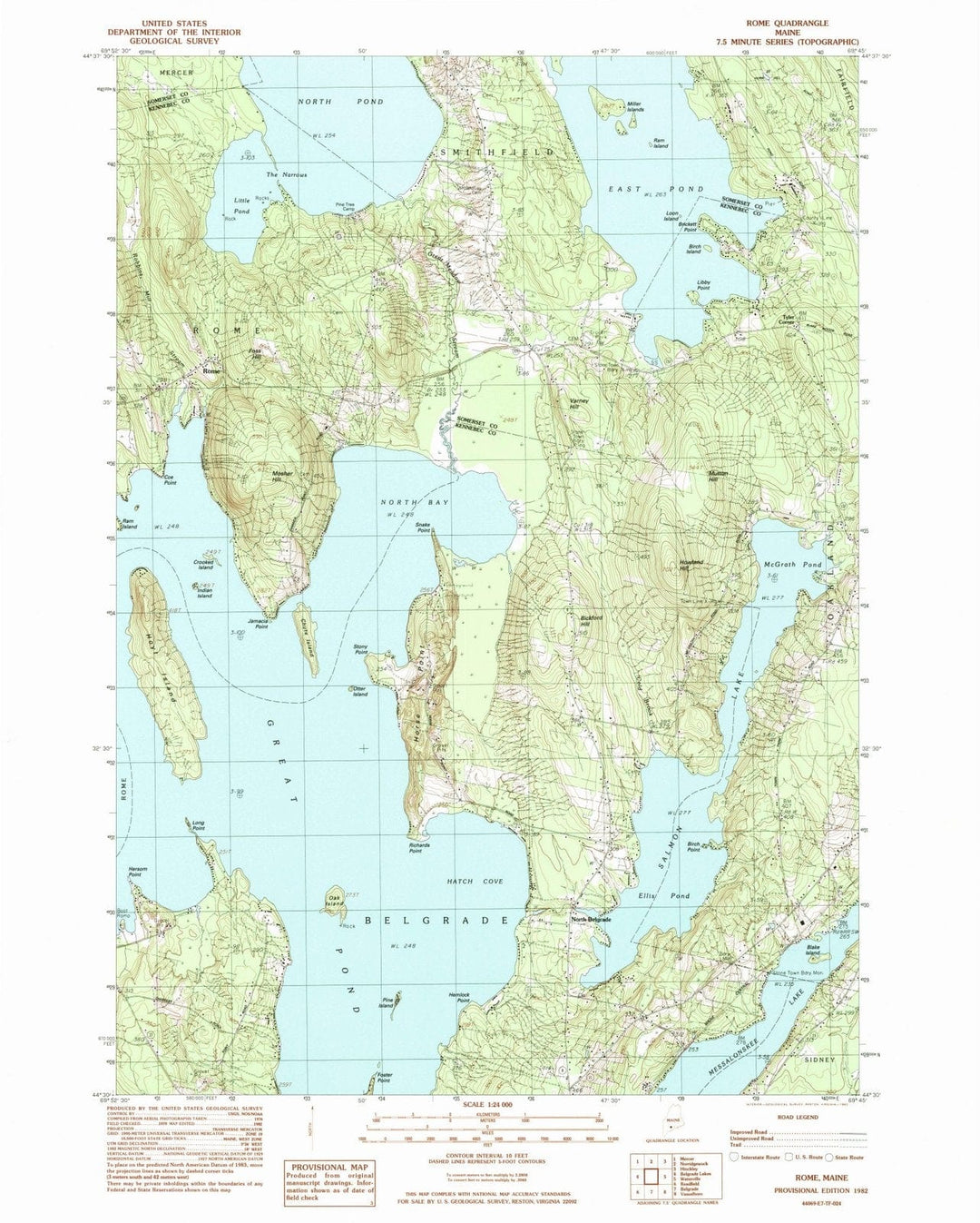 1982 Rome, ME - Maine - USGS Topographic Map