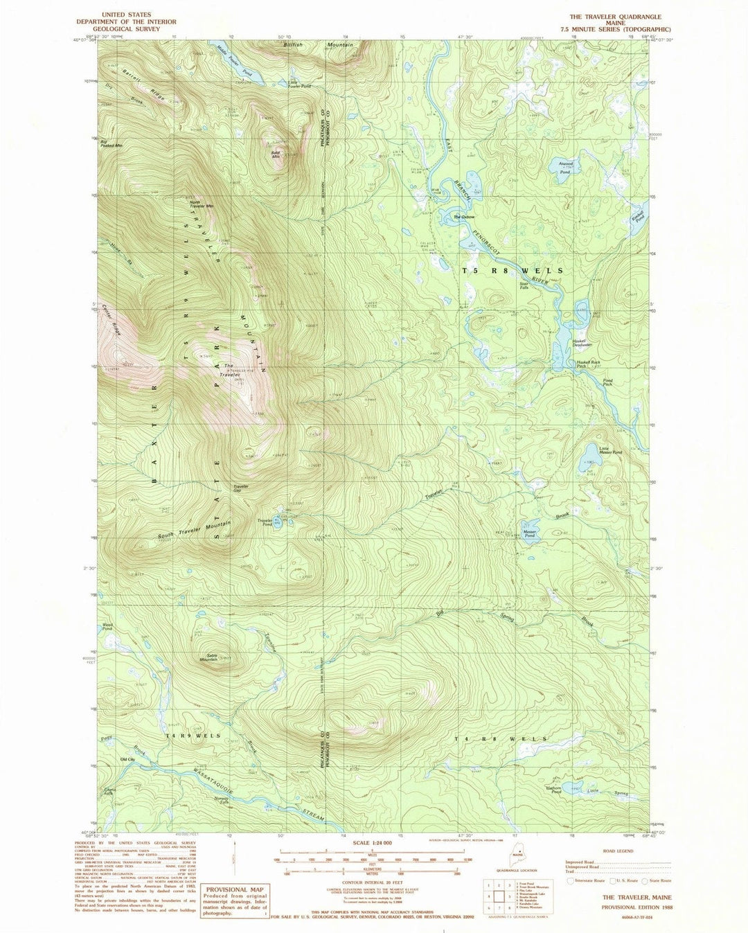 1975 The Traveler, ME - Maine - USGS Topographic Map