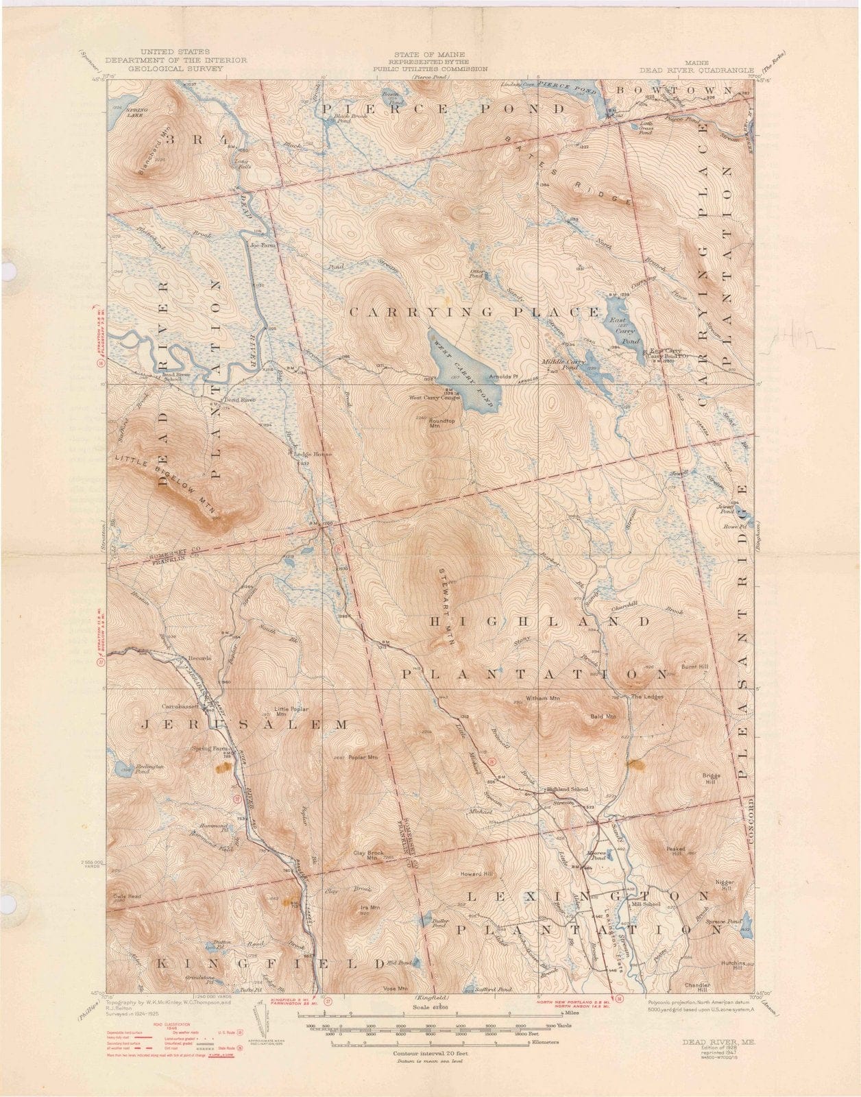 1928 Dead River, ME - Maine - USGS Topographic Map