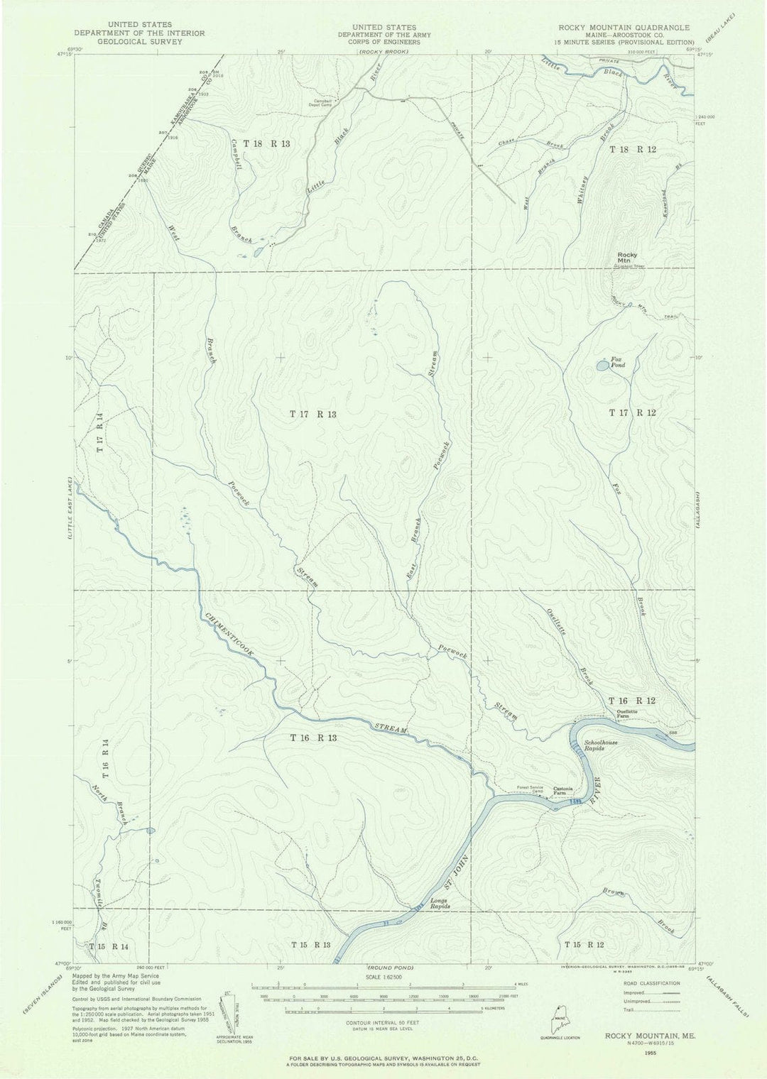 1955 Rocky Mountain, ME - Maine - USGS Topographic Map