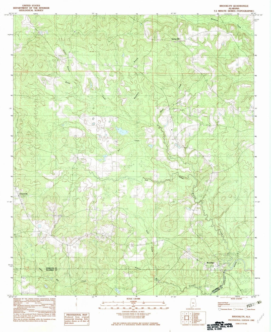 1982 Brooklyn, AL - Alabama - USGS Topographic Map