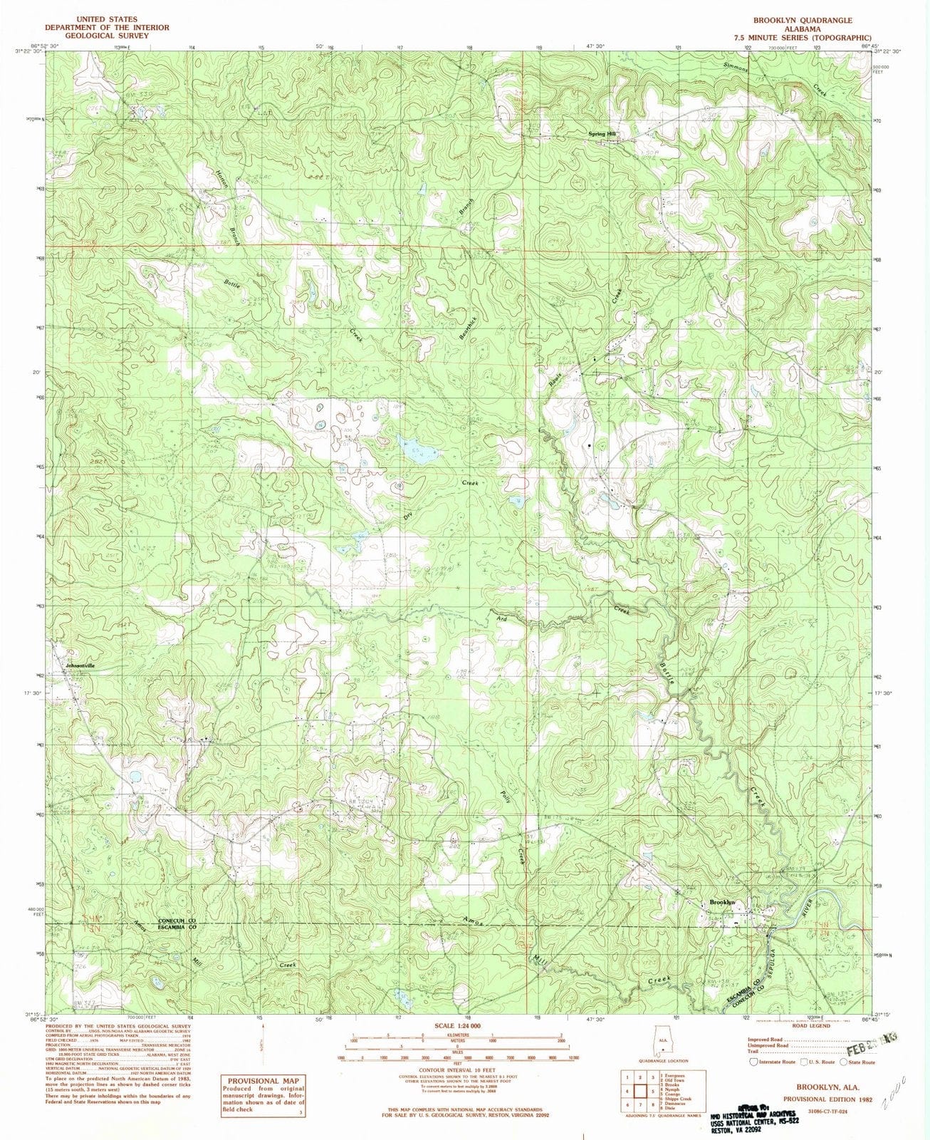 1982 Brooklyn, AL - Alabama - USGS Topographic Map