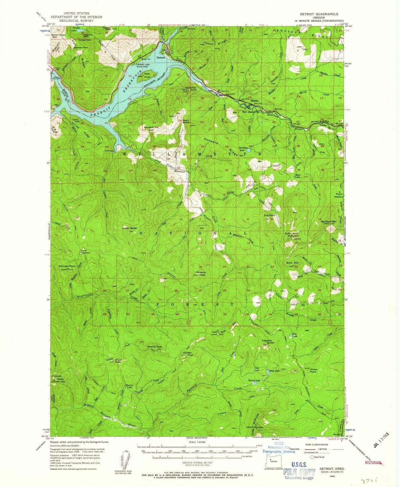 1956 Detroit, OR - Oregon - USGS Topographic Map