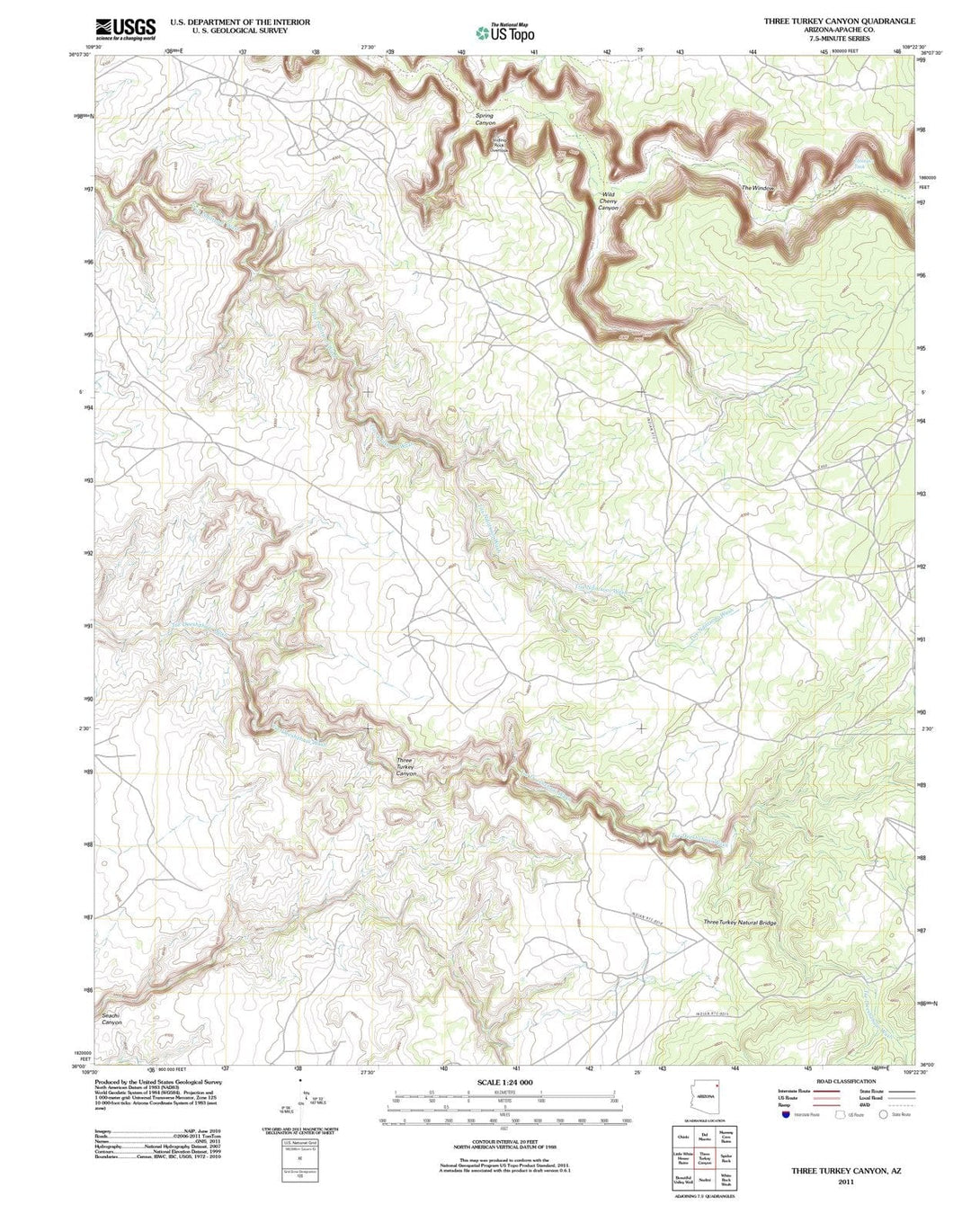 2011 Three Turkey Canyon, AZ - Arizona - USGS Topographic Map