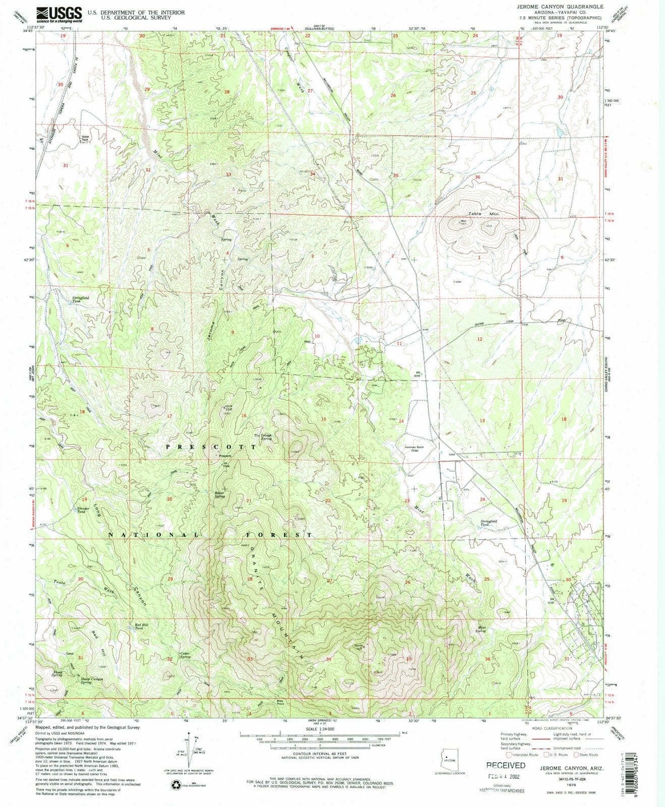 1979 Jerome Canyon, AZ - Arizona - USGS Topographic Map