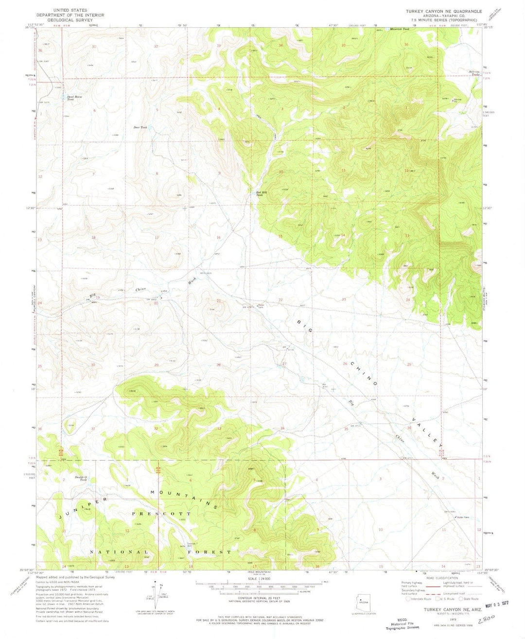 1973 Turkey Canyon, AZ - Arizona - USGS Topographic Map