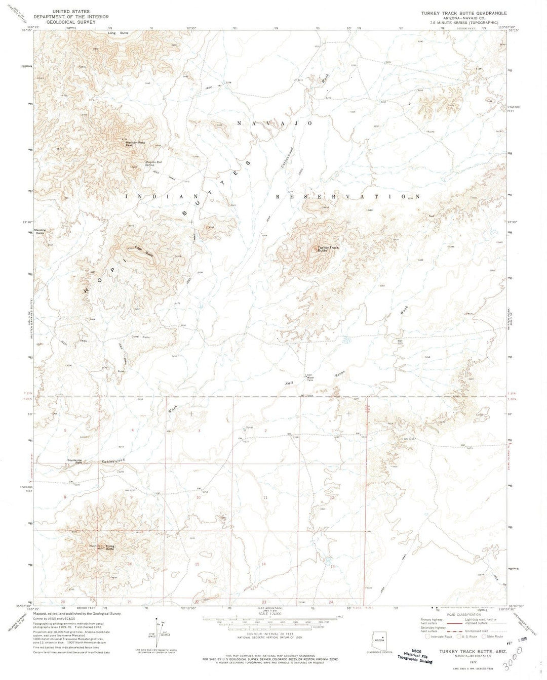 1972 Turkey Track Butte, AZ - Arizona - USGS Topographic Map