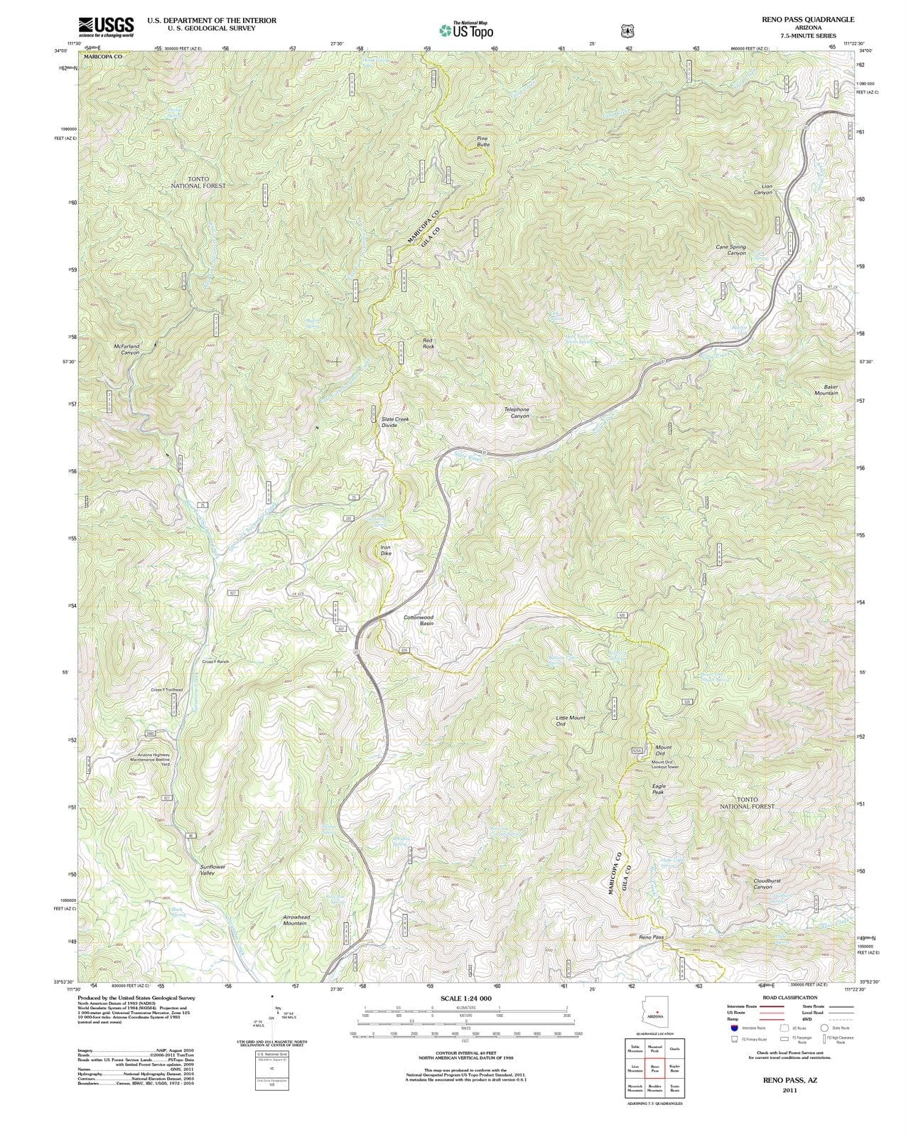 2011 Reno Pass, AZ - Arizona - USGS Topographic Map