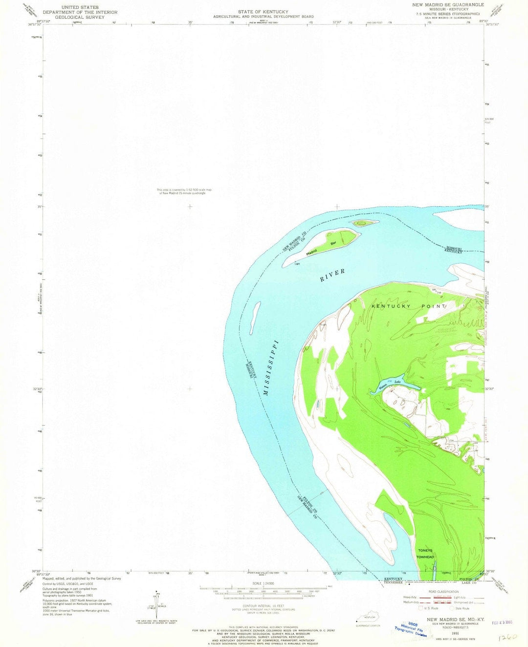 1951 New Madrid, MO - Missouri - USGS Topographic Map