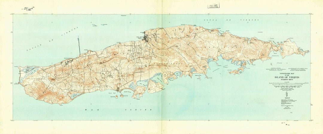 1943 Island of Vieques, PR - Puerto Rico - USGS Topographic Map