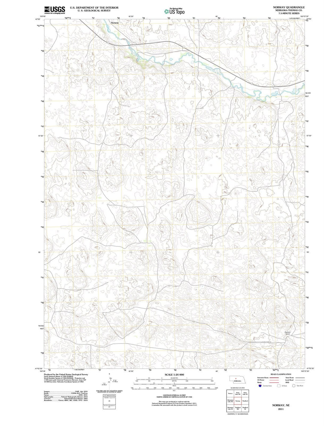 2011 Norway, NE - Nebraska - USGS Topographic Map