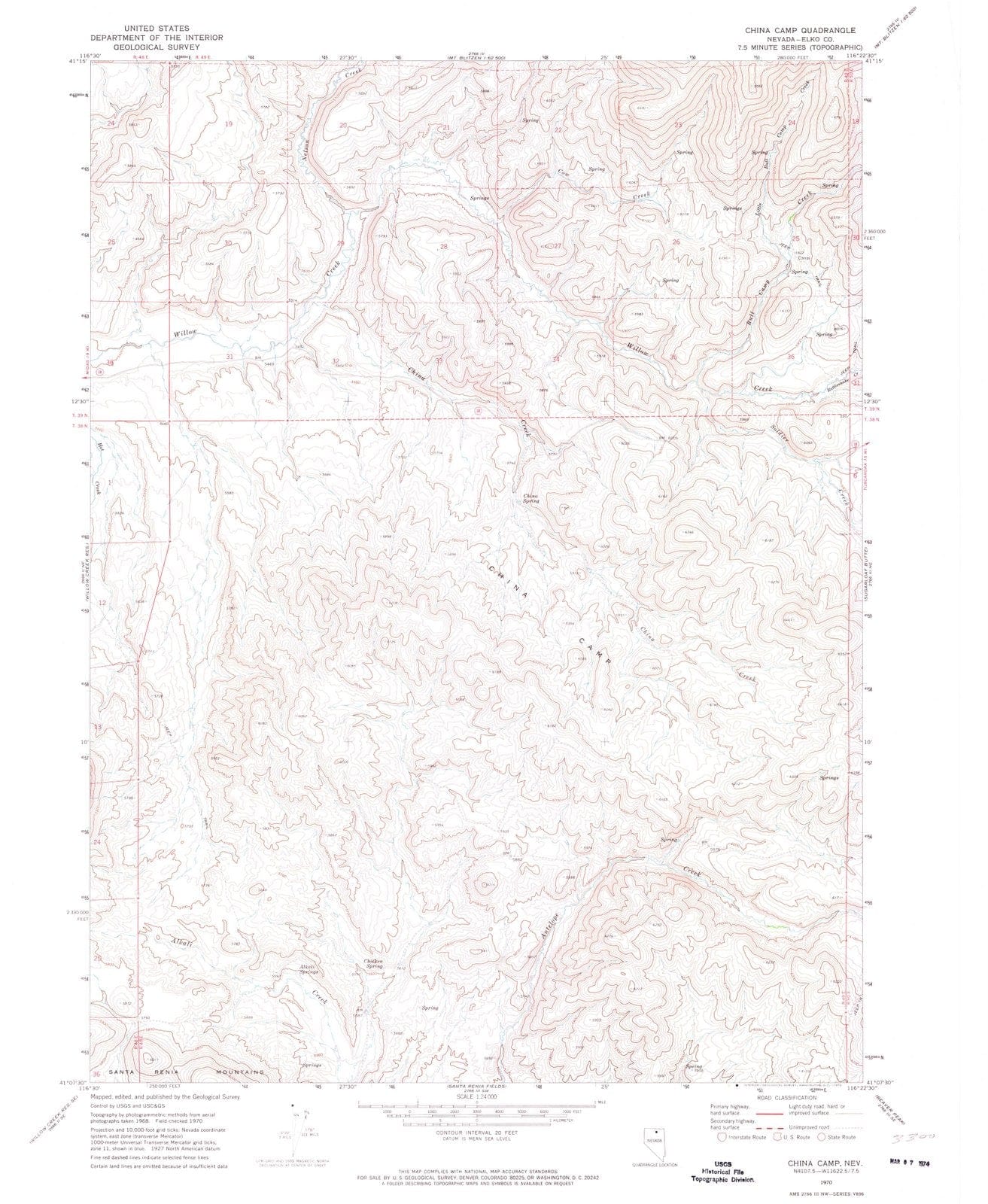 1970 China Camp, NV - Nevada - USGS Topographic Map