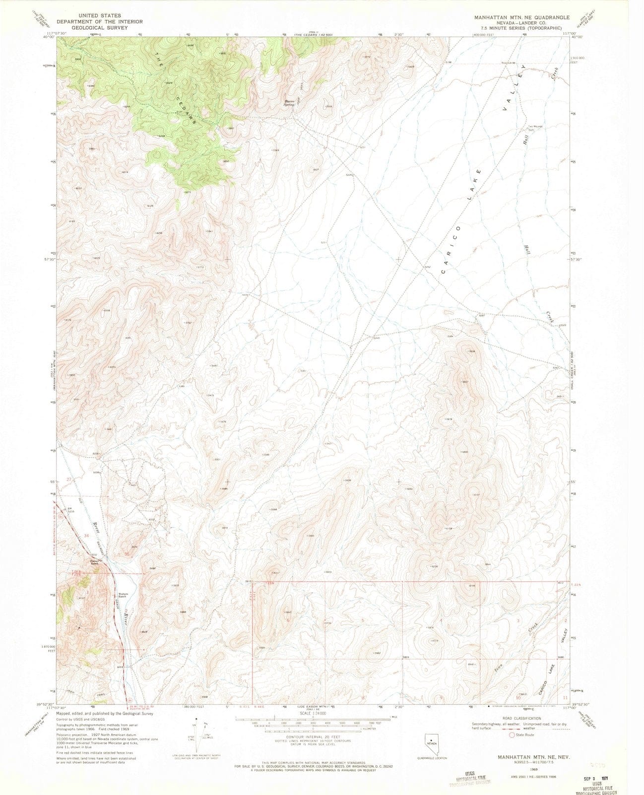 1969 Manhattan MTN, NV - Nevada - USGS Topographic Map