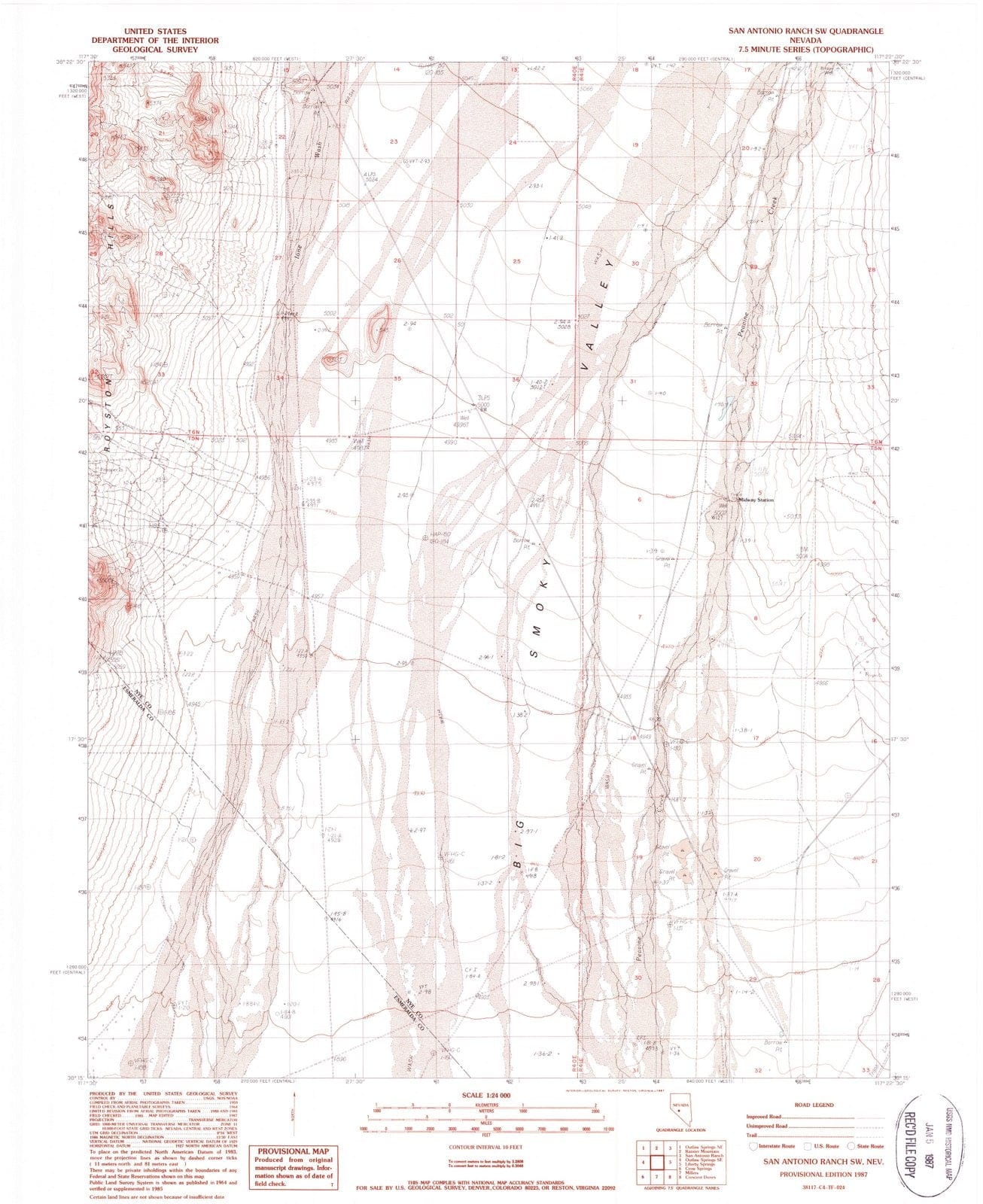 1987 San Antonio Ranch, NV - Nevada - USGS Topographic Map