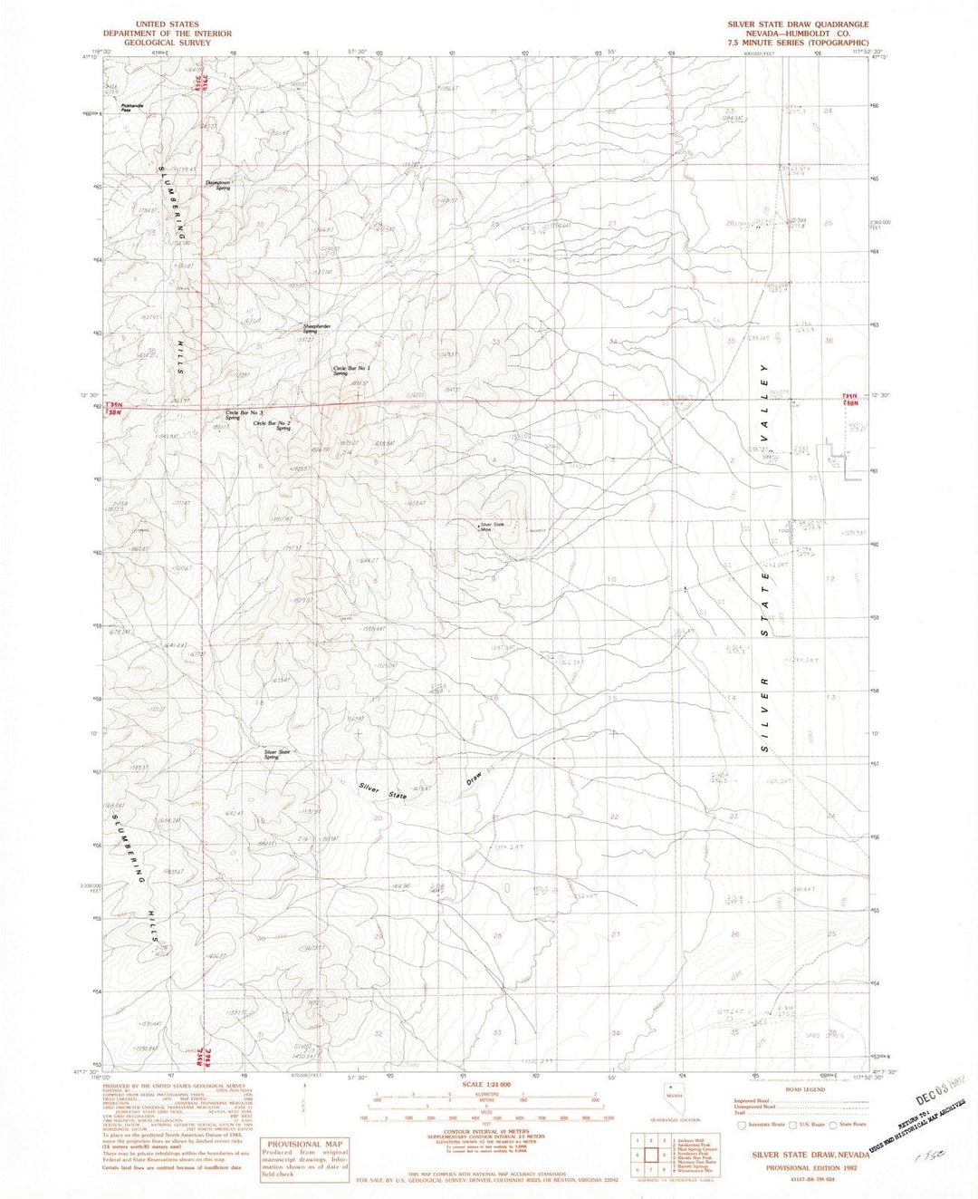 1982 Silver Stateraw, NV - Nevada - USGS Topographic Map