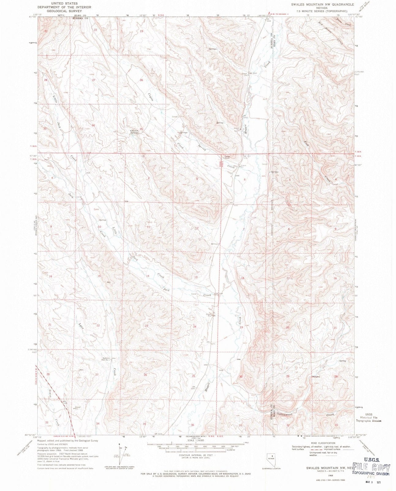 1968 Swales Mountain, NV - Nevada - USGS Topographic Map