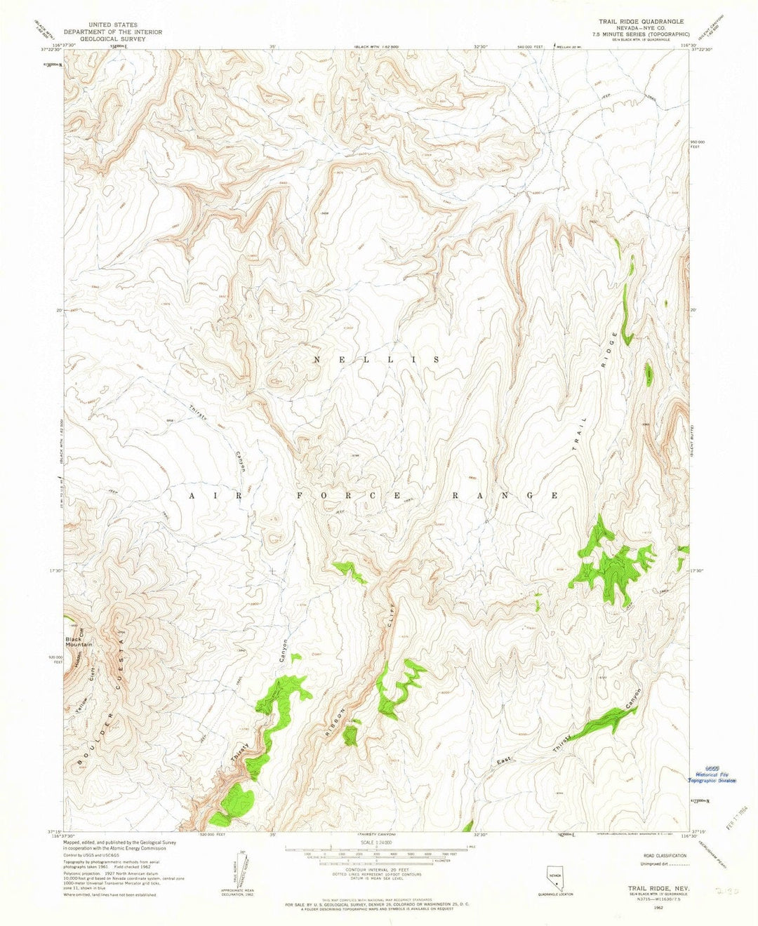 1962 Trail Ridge, NV - Nevada - USGS Topographic Map