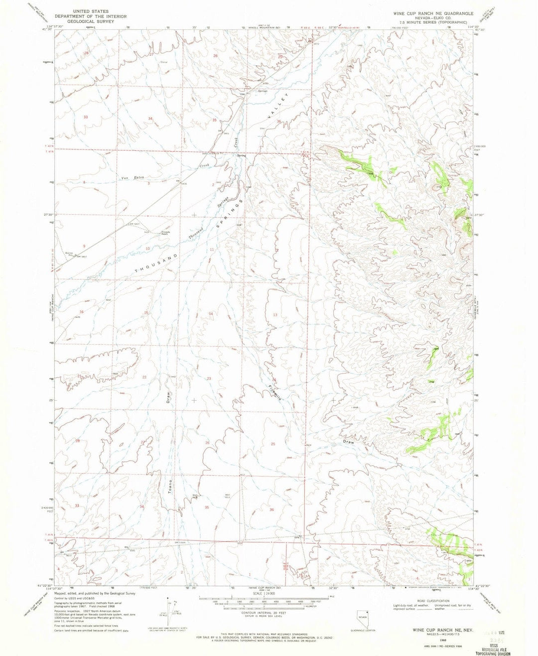 1968 Wine Cup Ranch, NV - Nevada - USGS Topographic Map