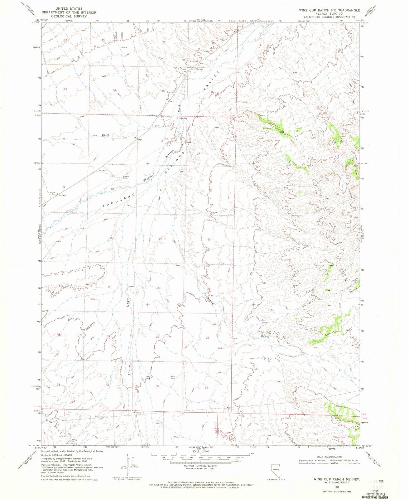 1968 Wine Cup Ranch, NV - Nevada - USGS Topographic Map