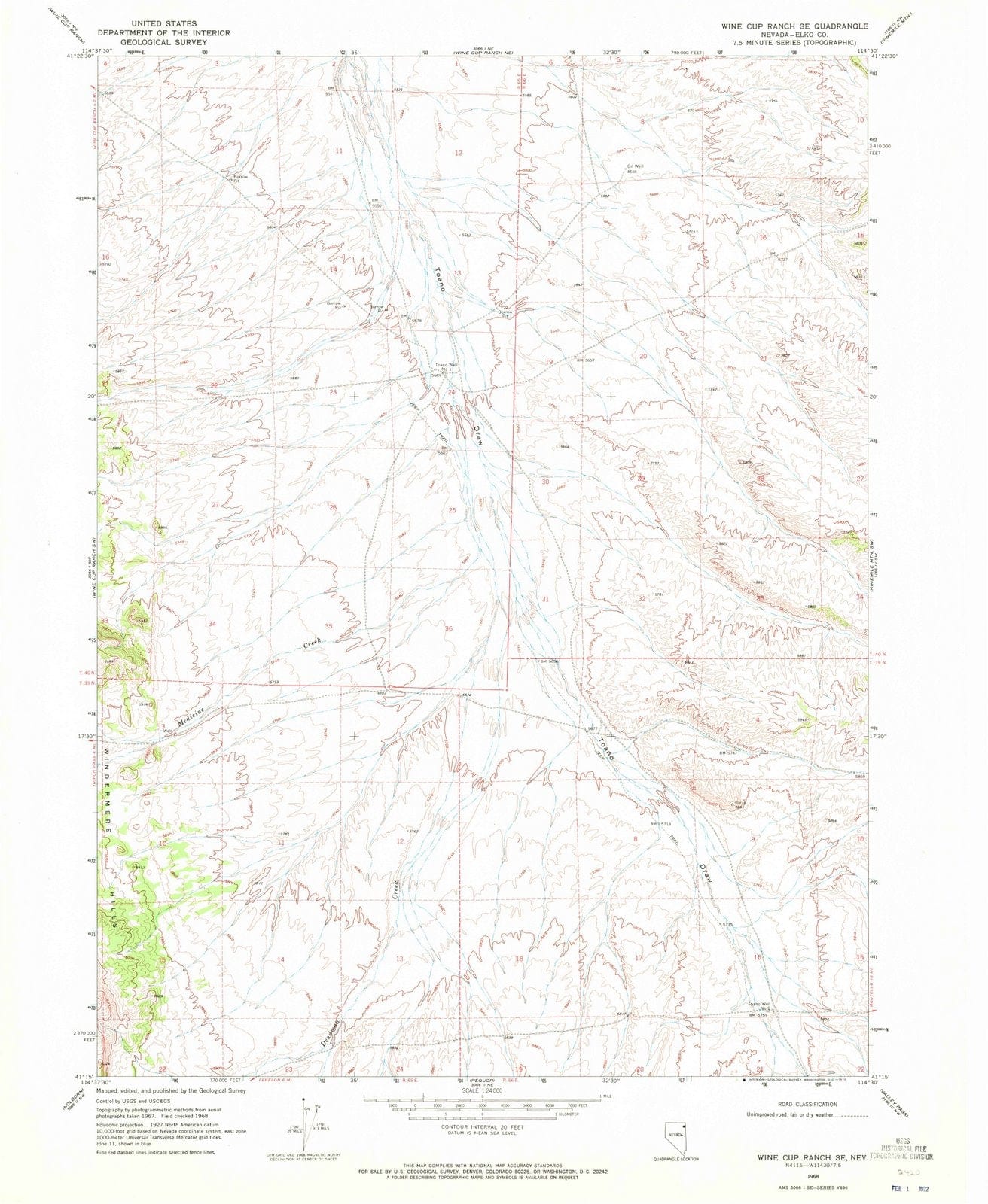 1968 Wine Cup Ranch, NV - Nevada - USGS Topographic Map v2