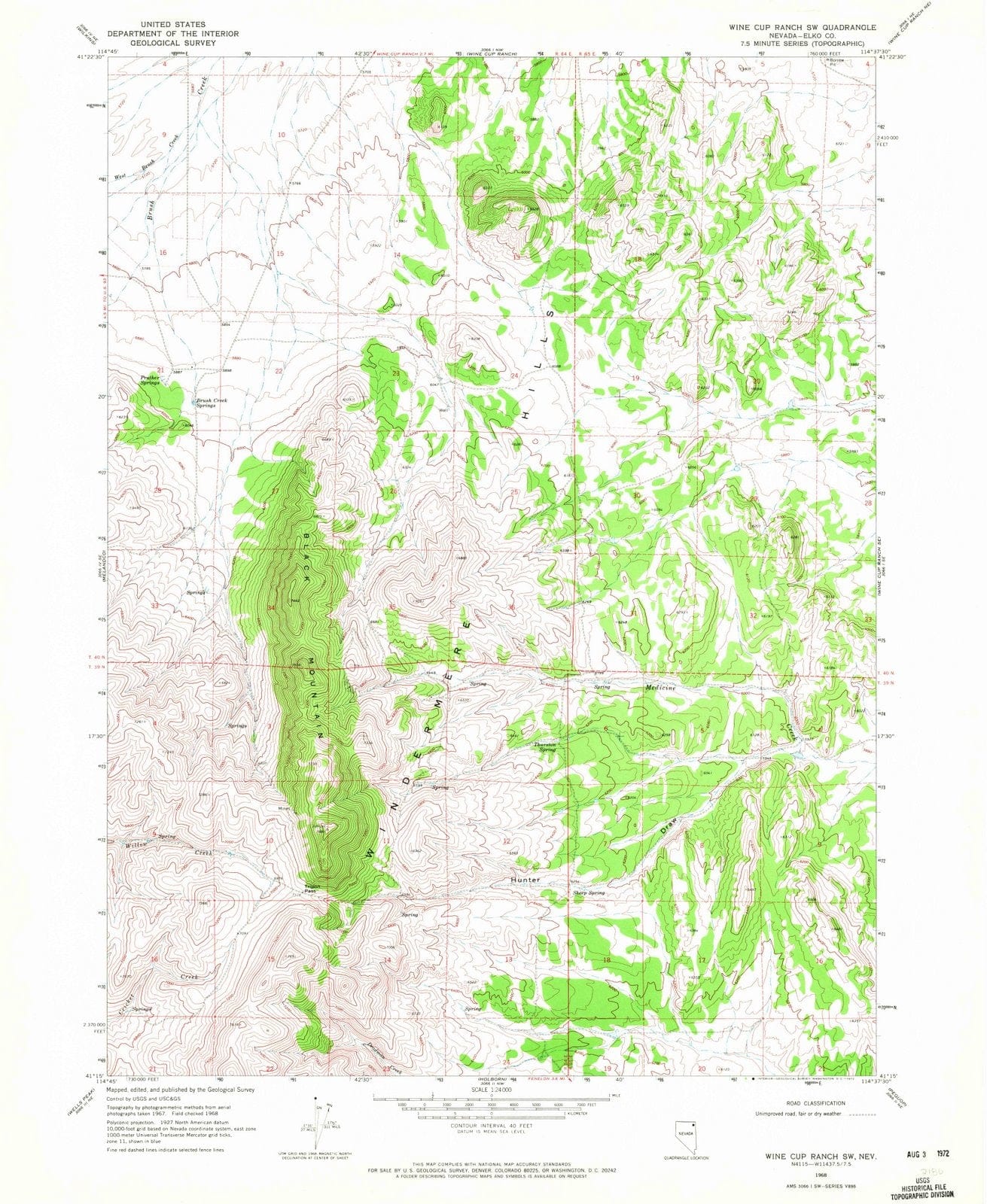 1968 Wine Cup Ranch, NV - Nevada - USGS Topographic Map v3