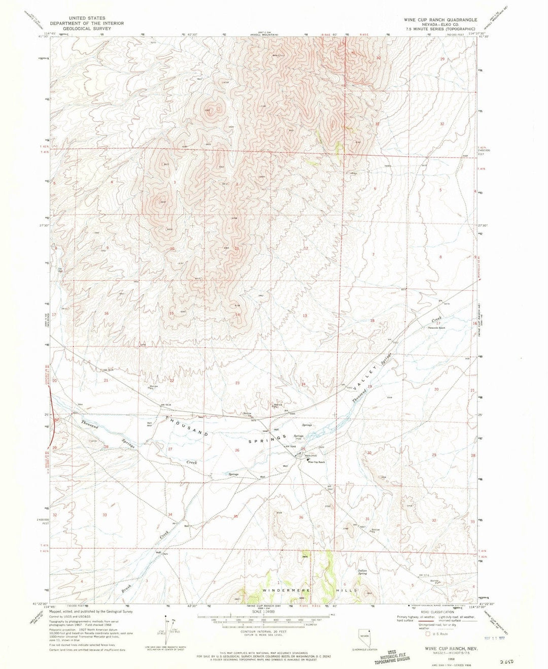 1968 Wine Cup Ranch, NV - Nevada - USGS Topographic Map v4