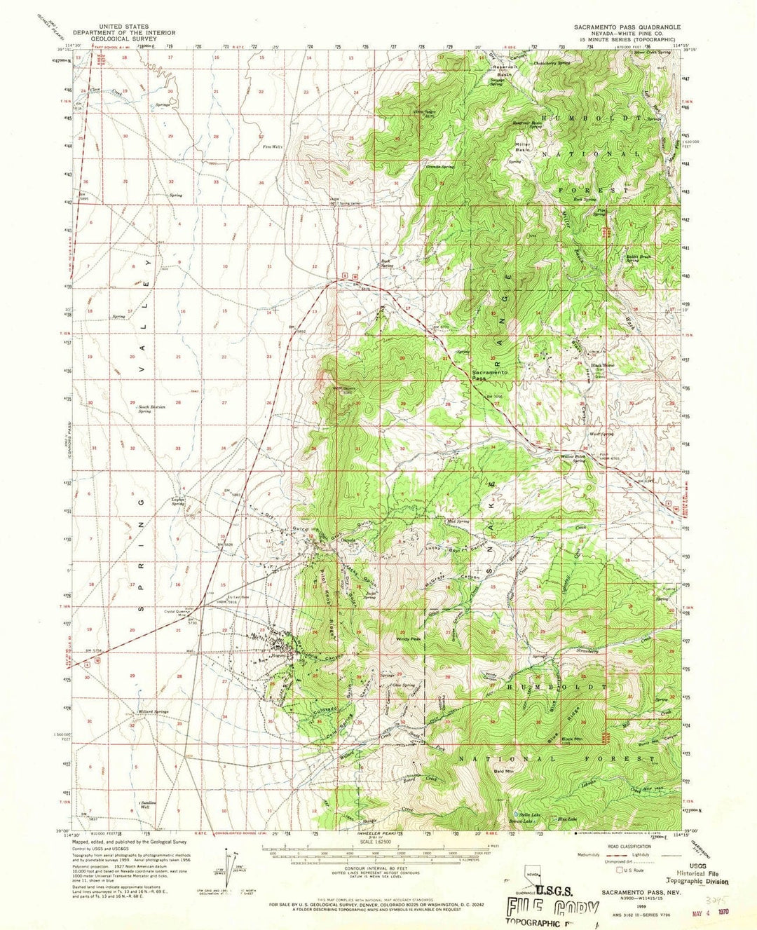 1959 Sacramento Pass, NV - Nevada - USGS Topographic Map