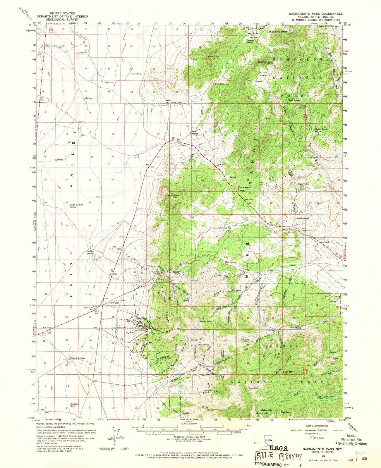 1959 Sacramento Pass, NV - Nevada - USGS Topographic Map