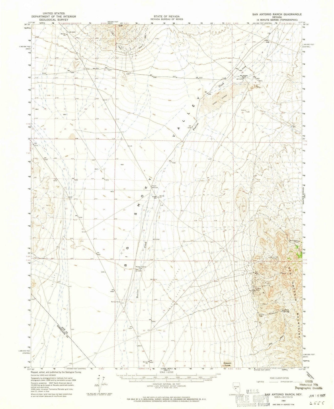 1964 San Antonio Ranch, NV - Nevada - USGS Topographic Map