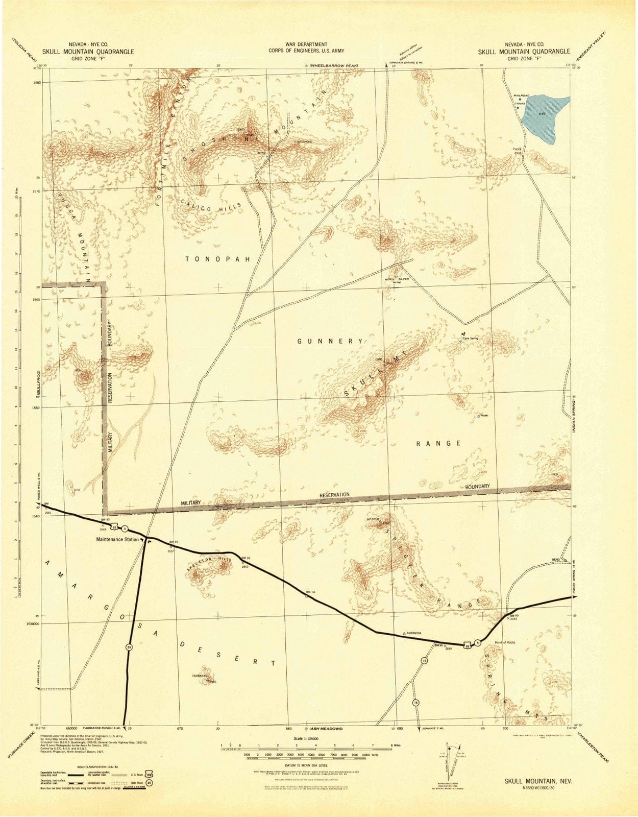 1942 Skull Mountain, NV - Nevada - USGS Topographic Map