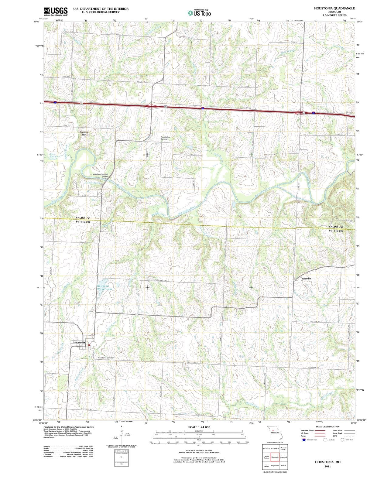 2011 Houstonia, MO - Missouri - USGS Topographic Map