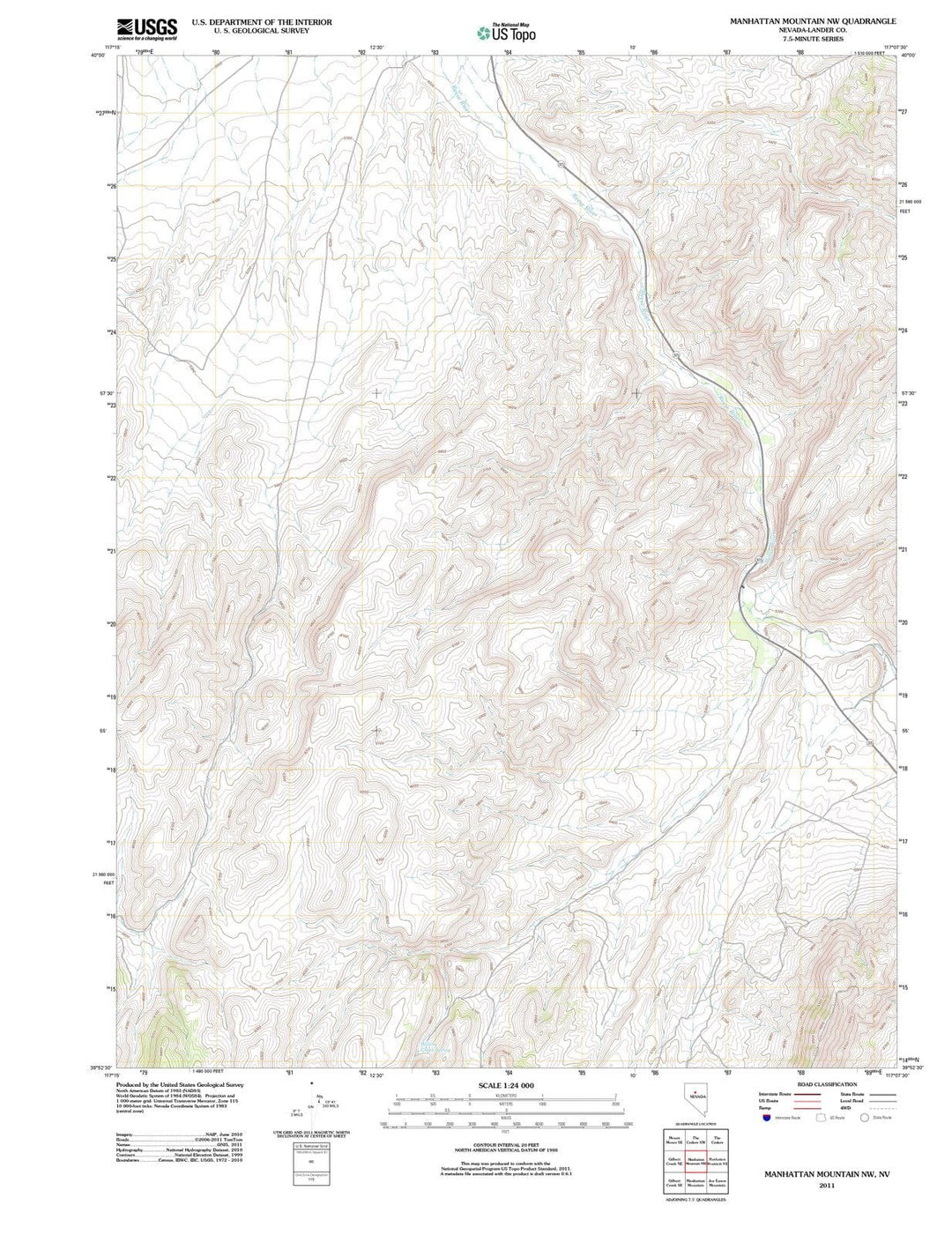 2011 Manhattan Mountain, NV - Nevada - USGS Topographic Map v3