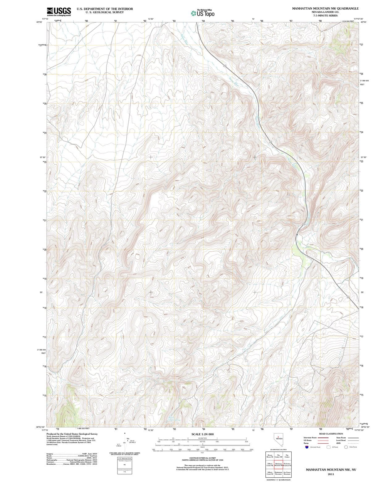 2011 Manhattan Mountain, NV - Nevada - USGS Topographic Map v3